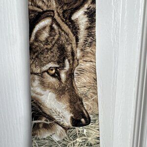 100% Silk Tie Wolf ‘Taking A Break’ John Dawson 1993 Endangered Species